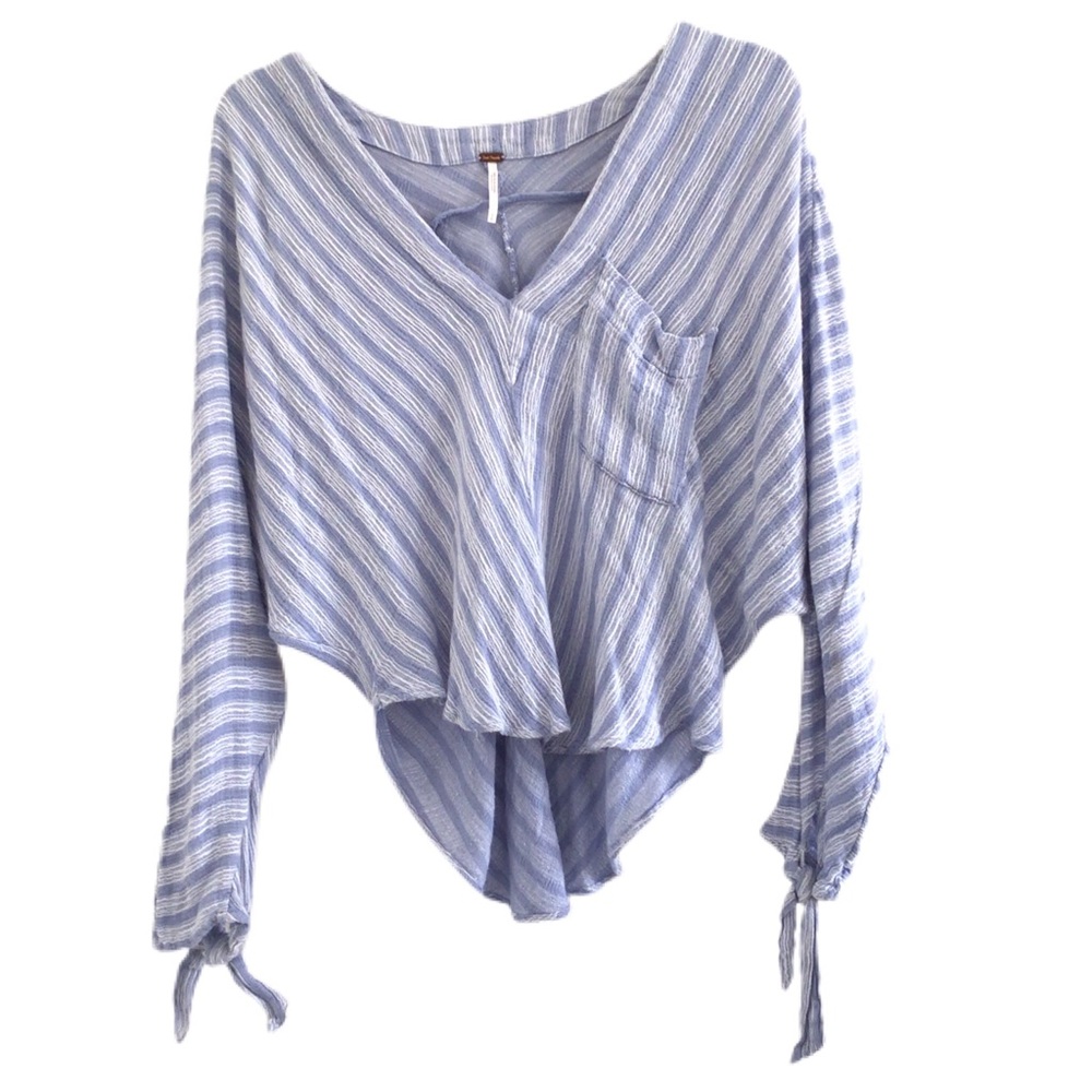 Free People Blue Striped Morning Slouchy Dolman Sleeve Top
